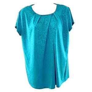 Evan Picone Aqua Flowing Short Sleeve Top